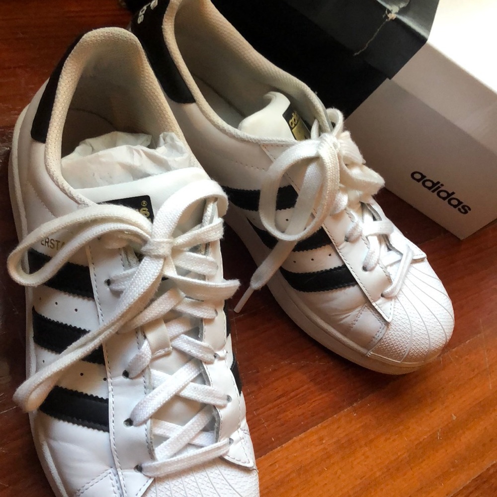 Black and white superstar adidas